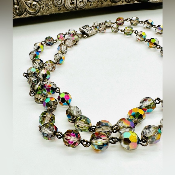 Vintage Deco Iridescent Borealis Bead Necklace - Picture 4 of 12